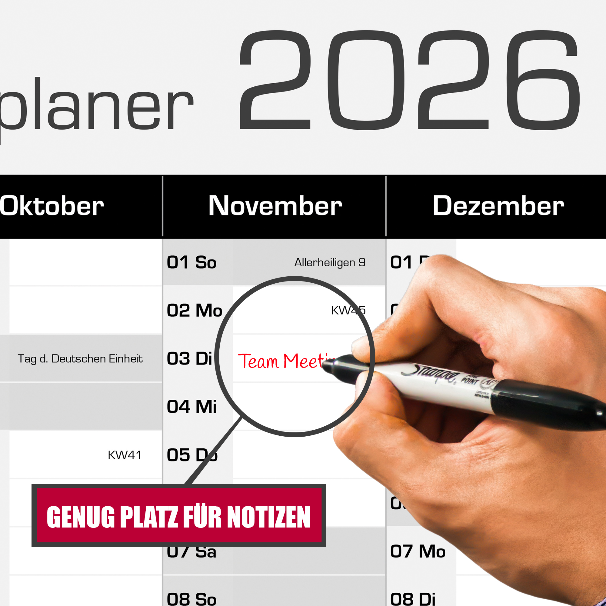 Kalender mit Notizfelder A1